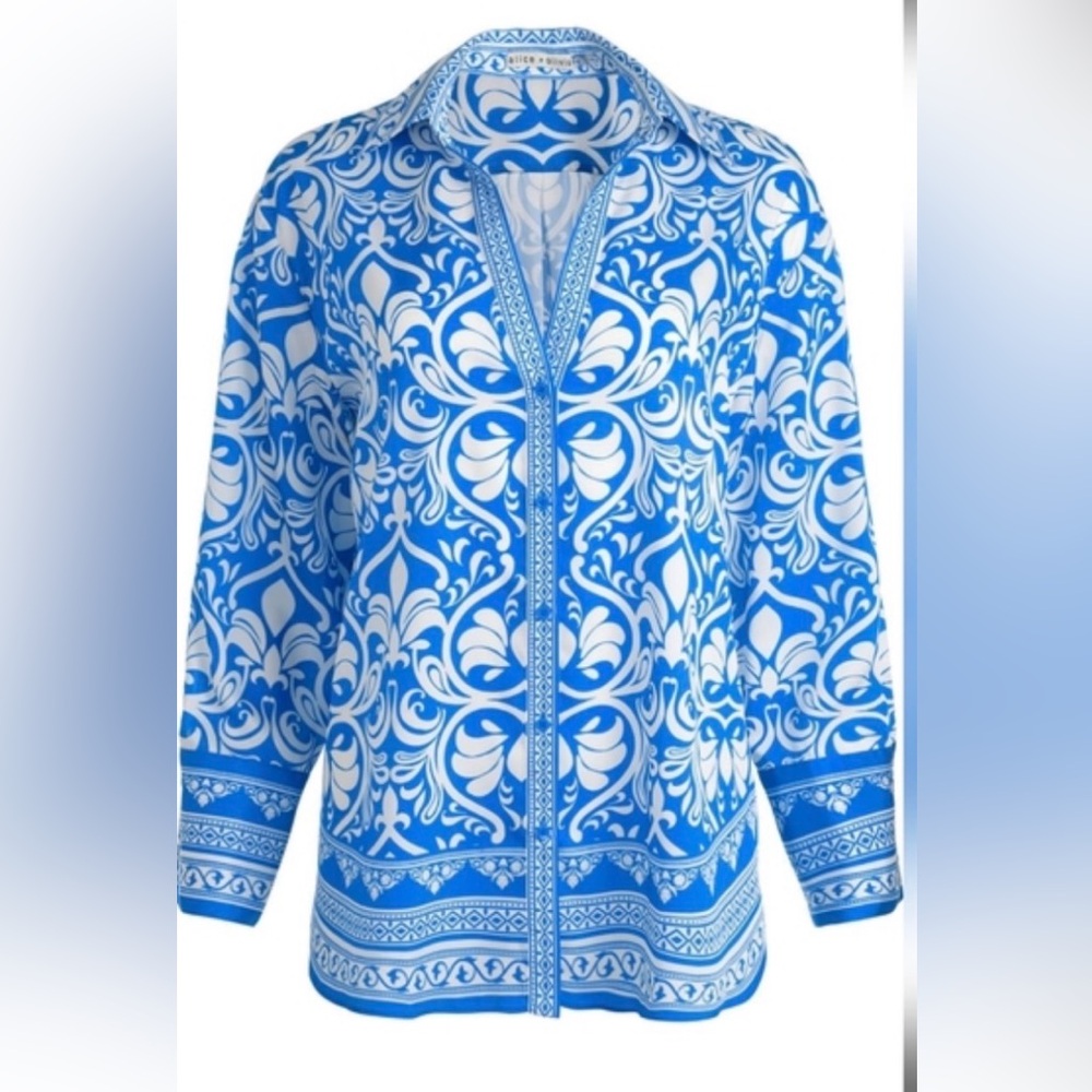 NWT GORGEOUS ALICE + OLIVIA KIVA button up Shirt -Size S - Picture 3 of 9